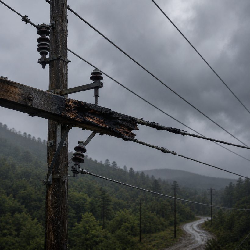 Storm-damaged power line